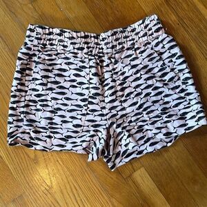 J CREW | pink and black linen fish pull on shorts XS
